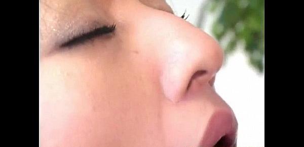  Hitomi Ikeno in fishnets has hairy slit fucked hard after blowjob